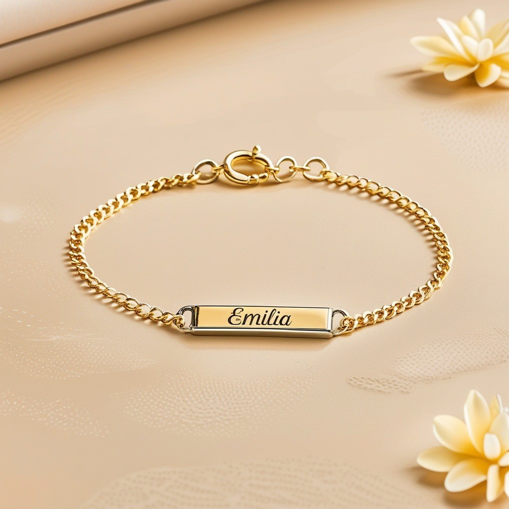 Namensarmband Classic in Gold mit dem Namen Emilia